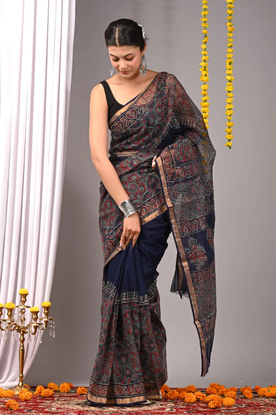 Handcrafted Bagru Print Kota Sarees 